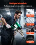 VEVOR Handheld Plastic Welding Extruder, 800W Hitachi Motor Extrusion Welding Gun - 0.79 in Weld Width & 360 Nozzle, Dual Heating System PP PE PVC HDPE Extrusion Welder for Membrane Pipe Plate