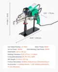 VEVOR Handheld Plastic Welding Extruder, 800W Hitachi Motor Extrusion Welding Gun - 0.79 in Weld Width & 360 Nozzle, Dual Heating System PP PE PVC HDPE Extrusion Welder for Membrane Pipe Plate