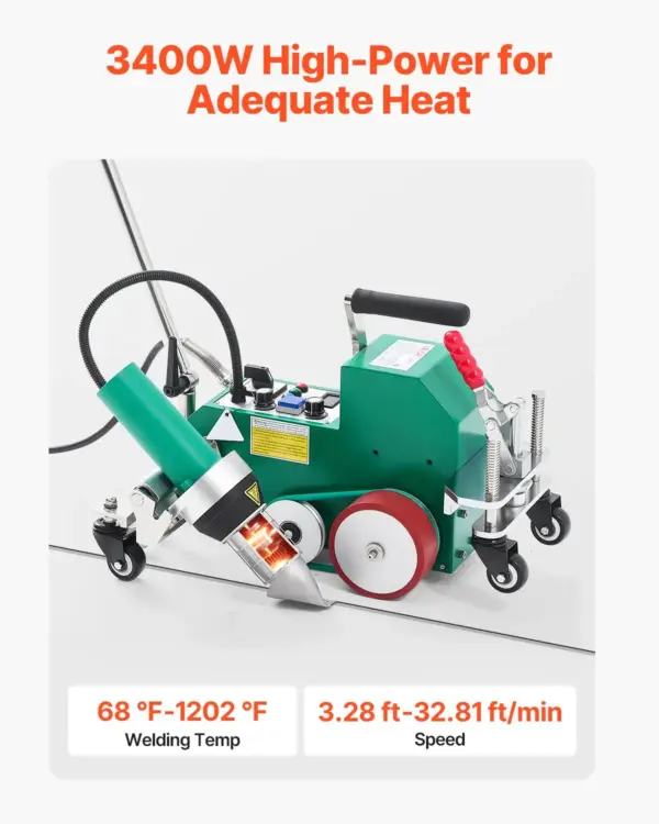 VEVOR Roofing Hot Air Welder, 3400W 220V High Power Plastic PVC TPO Welding Machine - 1.57in Welding Width, 0.04-0.08 in Thickness, 68 -1202 Heat Roofing Welding Tool, for Waterproofing Advertising