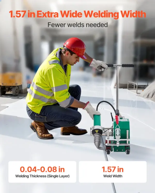 VEVOR Roofing Hot Air Welder, 3400W 220V High Power Plastic PVC TPO Welding Machine - 1.57in Welding Width, 0.04-0.08 in Thickness, 68 -1202 Heat Roofing Welding Tool, for Waterproofing Advertising