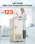 VEVOR Ultra Low Temperature Freezer, 28 L, 40 to 123 Adjustable Temp Range, with Rollers and Digital Display, 304 Stainless Steel Liner, Low Temperature Lab Freezer for Laboratory Samples Storage