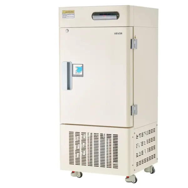 VEVOR Ultra Low Temperature Freezer, 28 L, 40 to 123 Adjustable Temp Range, with Rollers and Digital Display, 304 Stainless Steel Liner, Low Temperature Lab Freezer for Laboratory Samples Storage