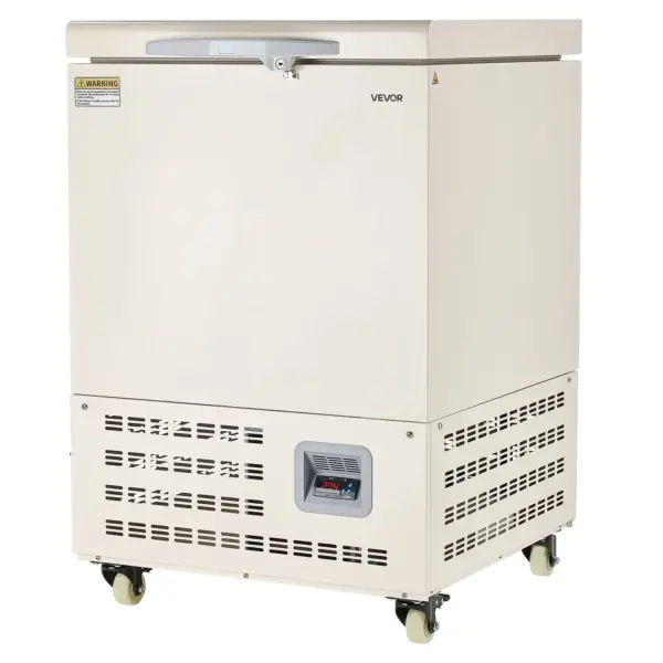 VEVOR Ultra Low Temperature Freezer, 58 L, 40 to 123 Adjustable Temp Range, with Rollers and Digital Display, 304 Stainless Steel Liner, Low Temperature Lab Freezer for Laboratory Samples Storage