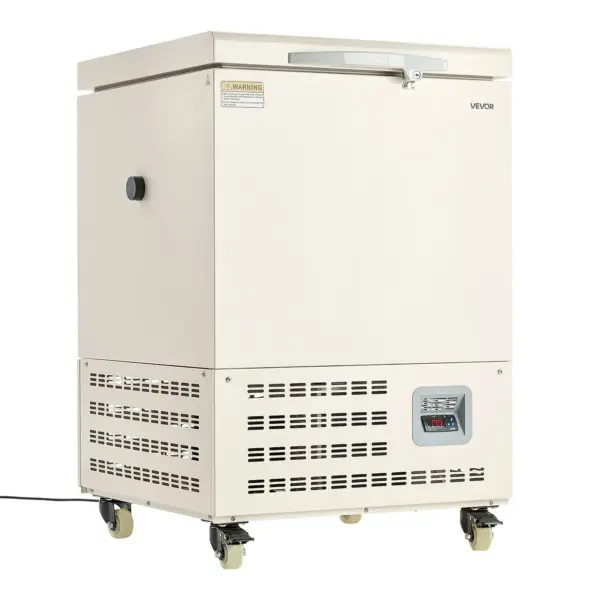 VEVOR Ultra Low Temperature Freezer, 58 L, 40 to 123 Adjustable Temp Range, with Rollers and Digital Display, 304 Stainless Steel Liner, Low Temperature Lab Freezer for Laboratory Samples Storage