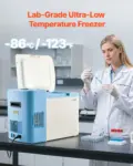 VEVOR Ultra Low Temperature Freezer, 25 L, 40 to 123 Adjustable Temp Range, with Digital Display, 304 Stainless Steel Liner, Portable Low Temperature Lab Freezer for Laboratory Samples Storage