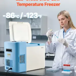 VEVOR Ultra Low Temperature Freezer, 25 L, 40 to 123 Adjustable Temp Range, with Digital Display, 304 Stainless Steel Liner, Portable Low Temperature Lab Freezer for Laboratory Samples Storage