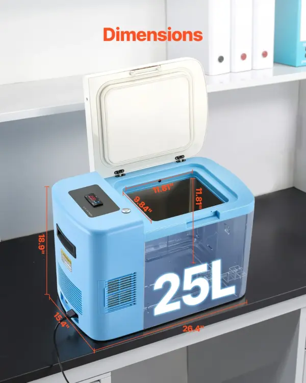 VEVOR Ultra Low Temperature Freezer, 25 L, 40 to 123 Adjustable Temp Range, with Digital Display, 304 Stainless Steel Liner, Portable Low Temperature Lab Freezer for Laboratory Samples Storage