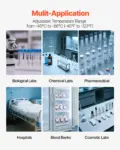 VEVOR Ultra Low Temperature Freezer, 25 L, 40 to 123 Adjustable Temp Range, with Digital Display, 304 Stainless Steel Liner, Portable Low Temperature Lab Freezer for Laboratory Samples Storage