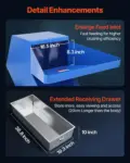 VEVOR Plastic Shredder Crusher, 10HP/7.5KW Plastic Bottle Grinder Granulator, 250-450kg/h Capacity Pulverizer Recycling Machine with Wheels, SDK-11 Blade & 10mm Mesh for PVC PTFE (220V 60Hz 3-Phase)