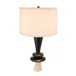D15x26.7' Black Aluminum Table Lamp with Two Varying Disc Accents and White Shade(Lamp Shade Assembly Required)