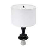 D15x26.7' Black Aluminum Table Lamp with Two Varying Disc Accents and White Shade(Lamp Shade Assembly Required)