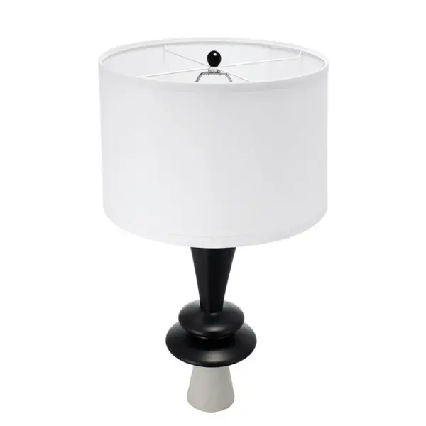 D15x26.7' Black Aluminum Table Lamp with Two Varying Disc Accents and White Shade(Lamp Shade Assembly Required)
