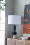 D15x26.7' Black Aluminum Table Lamp with Two Varying Disc Accents and White Shade(Lamp Shade Assembly Required)
