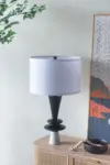 D15x26.7' Black Aluminum Table Lamp with Two Varying Disc Accents and White Shade(Lamp Shade Assembly Required)