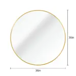 36 Inch Gold Metal Framed Round Bathrrom Mirror for Wall.