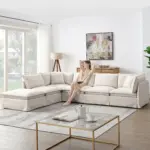 125.5'' Modular Sectional Sofa with Movable Ottoman,6-seat L pholstered Indoor Furniture, Wide Seat ,Free Combination, Oversized Chenille Sofa for Living Room & Apartment,2 Colors