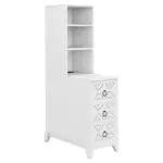 End Table with 3 Drawers, Corner Table with 2 Open Shelves, Tall Side Table for Bedroom and Corner, White,Expect Arrival Date (2025/5/27)
