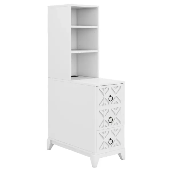 End Table with 3 Drawers, Corner Table with 2 Open Shelves, Tall Side Table for Bedroom and Corner, White,Expect Arrival Date (2025/5/27)