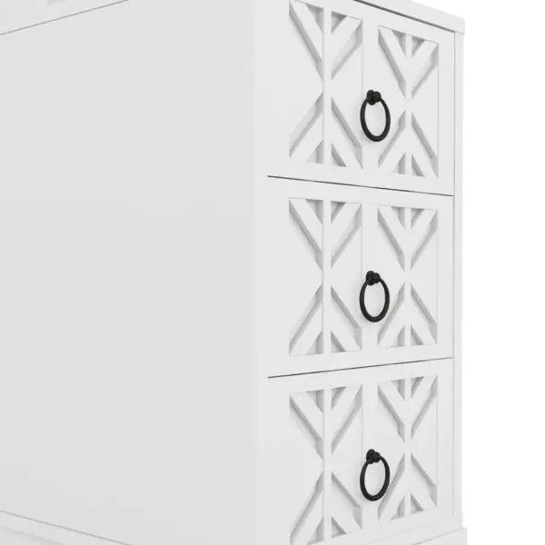 End Table with 3 Drawers, Corner Table with 2 Open Shelves, Tall Side Table for Bedroom and Corner, White,Expect Arrival Date (2025/5/27)