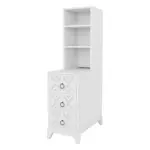 End Table with 3 Drawers, Corner Table with 2 Open Shelves, Tall Side Table for Bedroom and Corner, White,Expect Arrival Date (2025/5/27)