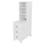End Table with 3 Drawers, Corner Table with 2 Open Shelves, Tall Side Table for Bedroom and Corner, White,Expect Arrival Date (2025/5/27)