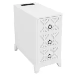 End Table with 3 Drawers, Corner Table with 2 Open Shelves, Tall Side Table for Bedroom and Corner, White,Expect Arrival Date (2025/5/27)