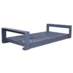 Twin Size Porch Swing Bed Seating Group, Patio Acacia Wood Swing Frame with Hemp Ropes for Garden, Backyard, Gray