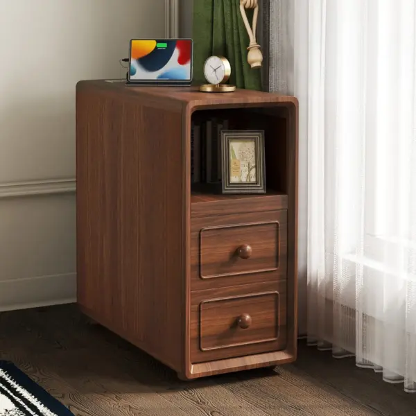 End Table with Drawers, Corner Table with Open Shelves, Tall Side Table for Bedroom and Corner(Expect Arrival Date 2025/4/16)