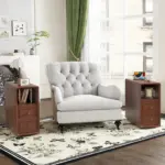 End Table with Drawers, Corner Table with Open Shelves, Tall Side Table for Bedroom and Corner(Expect Arrival Date 2025/4/16)