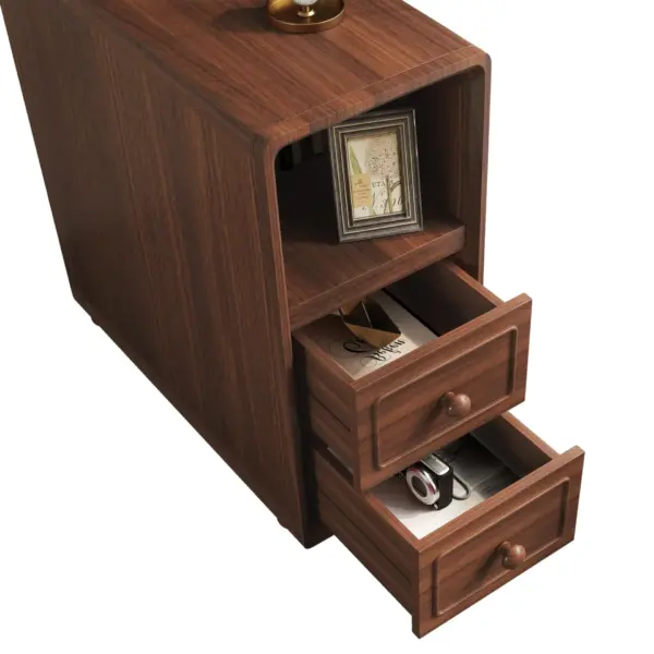 End Table with Drawers, Corner Table with Open Shelves, Tall Side Table for Bedroom and Corner(Expect Arrival Date 2025/4/16)