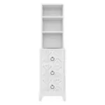 End Table with 3 Drawers, Corner Table with 2 Open Shelves, Tall Side Table for Bedroom and Corner, White,Expect Arrival Date (2025/5/27)