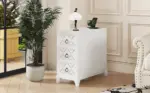 End Table with 3 Drawers, Corner Table with 2 Open Shelves, Tall Side Table for Bedroom and Corner, White,Expect Arrival Date (2025/5/27)