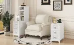 End Table with 3 Drawers, Corner Table with 2 Open Shelves, Tall Side Table for Bedroom and Corner, White,Expect Arrival Date (2025/5/27)