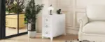 End Table with 3 Drawers, Corner Table with 2 Open Shelves, Tall Side Table for Bedroom and Corner, White,Expect Arrival Date (2025/5/27)