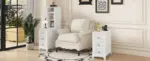 End Table with 3 Drawers, Corner Table with 2 Open Shelves, Tall Side Table for Bedroom and Corner, White,Expect Arrival Date (2025/5/27)