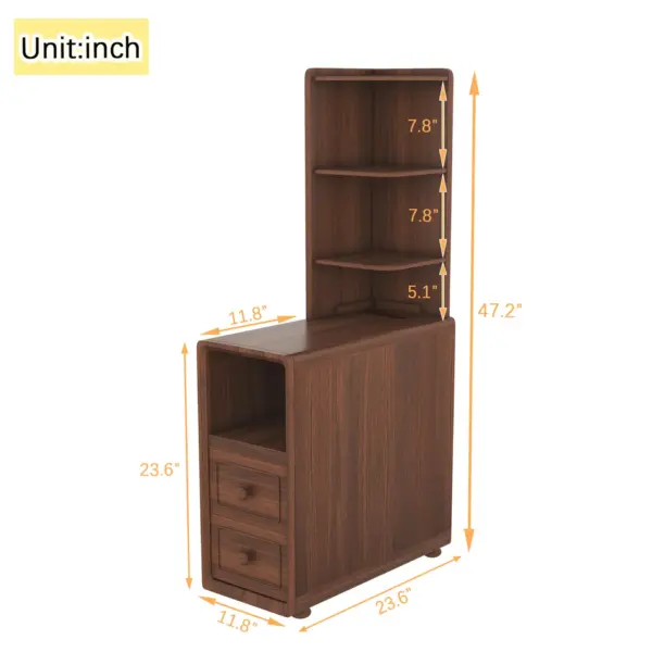 End Table with Drawers, Corner Table with Open Shelves, Tall Side Table for Bedroom and Corner(Expect Arrival Date 2025/4/16)