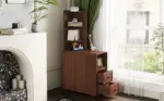 End Table with Drawers, Corner Table with Open Shelves, Tall Side Table for Bedroom and Corner(Expect Arrival Date 2025/4/16)