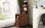 End Table with Drawers, Corner Table with Open Shelves, Tall Side Table for Bedroom and Corner(Expect Arrival Date 2025/4/16)