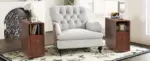 End Table with Drawers, Corner Table with Open Shelves, Tall Side Table for Bedroom and Corner(Expect Arrival Date 2025/4/16)