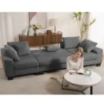 114' Sleeper Sofa,U Shaped Sofa , Pull Out Bed,Convertible Oversize 2 in 1 Sleeper Sofa, Living Room,Upholstery Sofa Bed,Adjustable Sleeper Sofa,Corduroy,Dark Gray