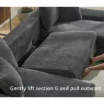 114' Sleeper Sofa,U Shaped Sofa , Pull Out Bed,Convertible Oversize 2 in 1 Sleeper Sofa, Living Room,Upholstery Sofa Bed,Adjustable Sleeper Sofa,Corduroy,Dark Gray