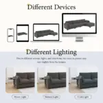 130' Modular Sectional Sofa, L-Shape with Folding Table and Dual-Port Charging, Side Storage Pockets, 2 Armrest Pillows, Free Movement Ottoman, High Density Foam, Chenille, 5 Seat, 2 Colors