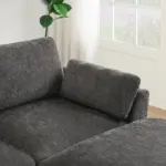 130' Modular Sectional Sofa, L-Shape with Folding Table and Dual-Port Charging, Side Storage Pockets, 2 Armrest Pillows, Free Movement Ottoman, High Density Foam, Chenille, 5 Seat, 2 Colors
