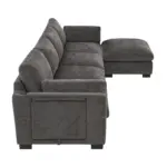 130' Modular Sectional Sofa, L-Shape with Folding Table and Dual-Port Charging, Side Storage Pockets, 2 Armrest Pillows, Free Movement Ottoman, High Density Foam, Chenille, 5 Seat, 2 Colors