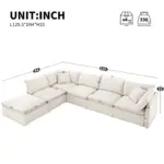 125.5'' Modular Sectional Sofa with Movable Ottoman,6-seat L pholstered Indoor Furniture, Wide Seat ,Free Combination, Oversized Chenille Sofa for Living Room & Apartment,2 Colors
