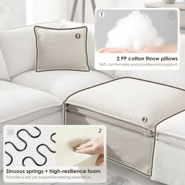 125.5'' Modular Sectional Sofa with Movable Ottoman,6-seat L pholstered Indoor Furniture, Wide Seat ,Free Combination, Oversized Chenille Sofa for Living Room & Apartment,2 Colors