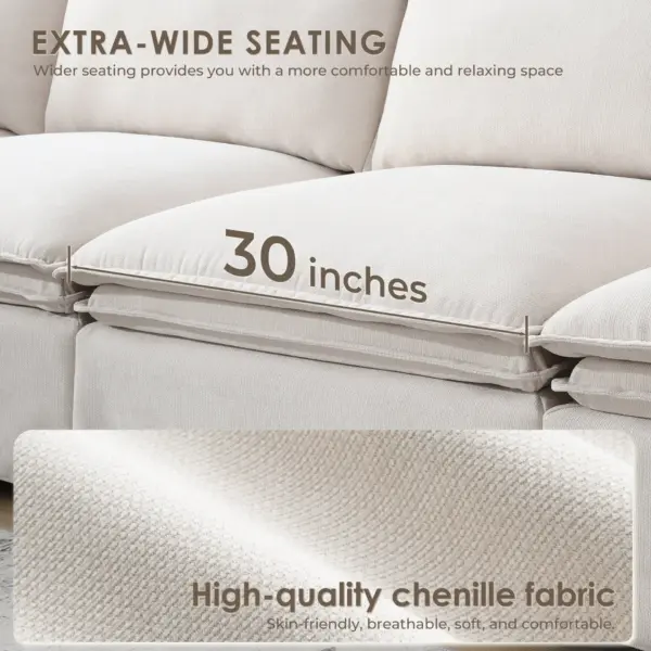 125.5'' Modular Sectional Sofa with Movable Ottoman,6-seat L pholstered Indoor Furniture, Wide Seat ,Free Combination, Oversized Chenille Sofa for Living Room & Apartment,2 Colors