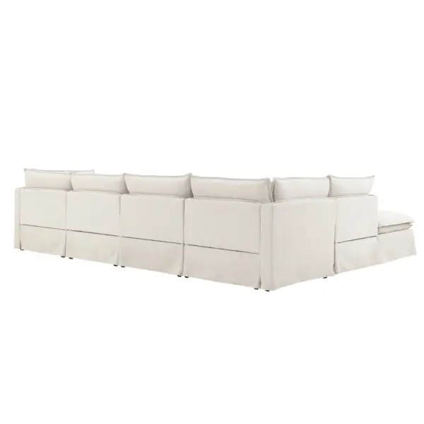125.5'' Modular Sectional Sofa with Movable Ottoman,6-seat L pholstered Indoor Furniture, Wide Seat ,Free Combination, Oversized Chenille Sofa for Living Room & Apartment,2 Colors