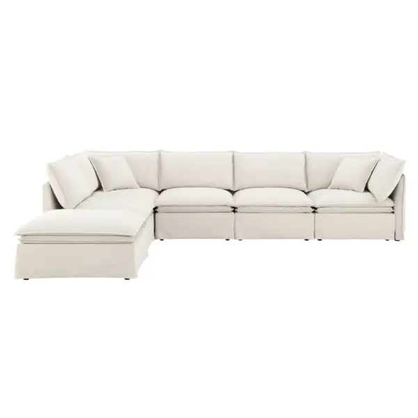 125.5'' Modular Sectional Sofa with Movable Ottoman,6-seat L pholstered Indoor Furniture, Wide Seat ,Free Combination, Oversized Chenille Sofa for Living Room & Apartment,2 Colors