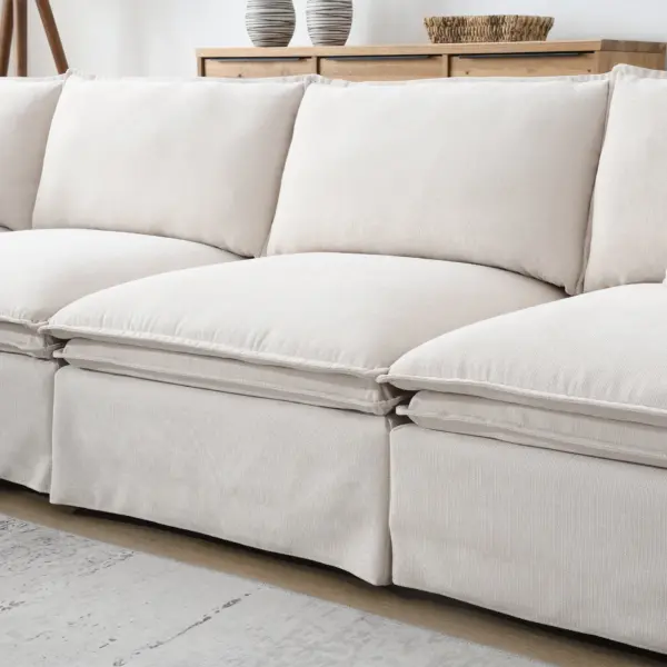 125.5'' Modular Sectional Sofa with Movable Ottoman,6-seat L pholstered Indoor Furniture, Wide Seat ,Free Combination, Oversized Chenille Sofa for Living Room & Apartment,2 Colors